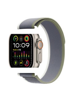 For Apple Wild Trail Loop Strap For Apple Watch8/S9 Universal Nylon Woven Velcro Strap-Color:38/40/41MM GREEN With GREY