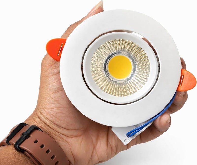 Melfi Adjustable Round LED Downlight 7W 240V AC - White Ceiling Spotlight - IP20 Indoor Recessed Light (Warm White) - Image 3