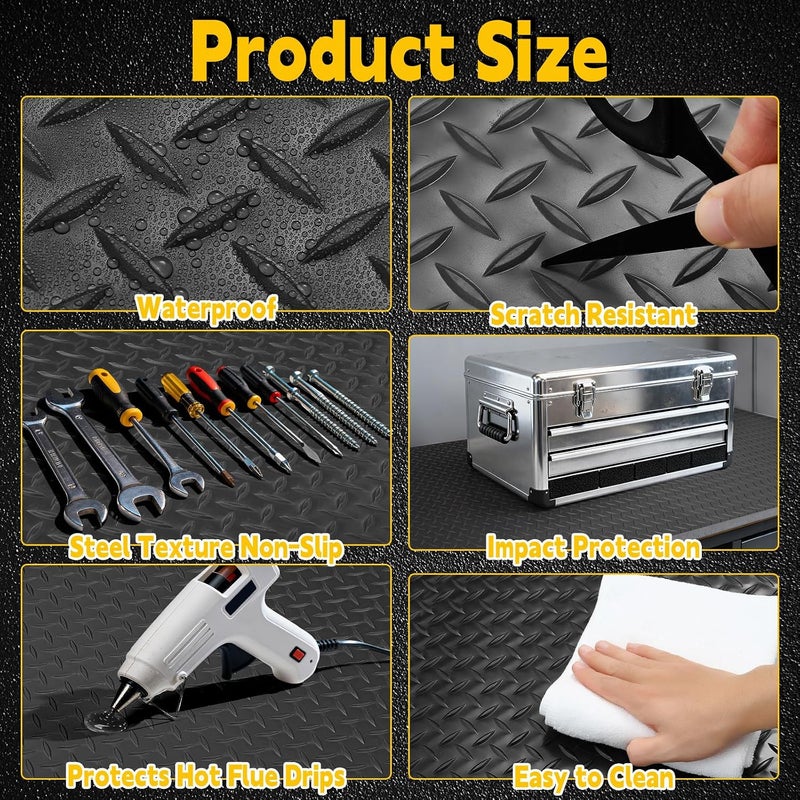 ARQRHTLY Workbench Mat, PVC Work Bench Mat with Non-Slip Texture, 2mm Thick Scratch & Stain Resistant Surface for Painting, Woodworking, Crafting, Building and Tool Protection (Black, 16.93" x47.24") - Image 3