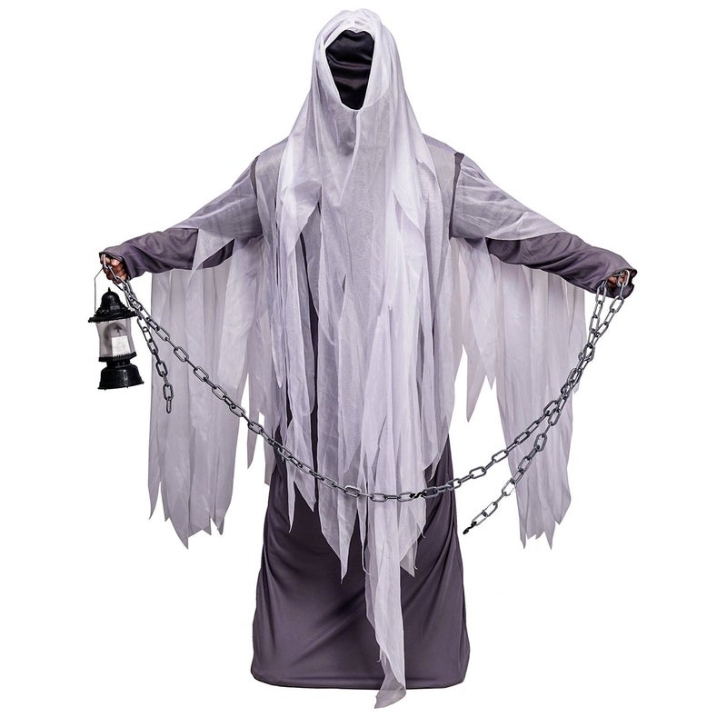 DSplay Unisex Ghost Costume Adult Hood Robe for Halloween Party
