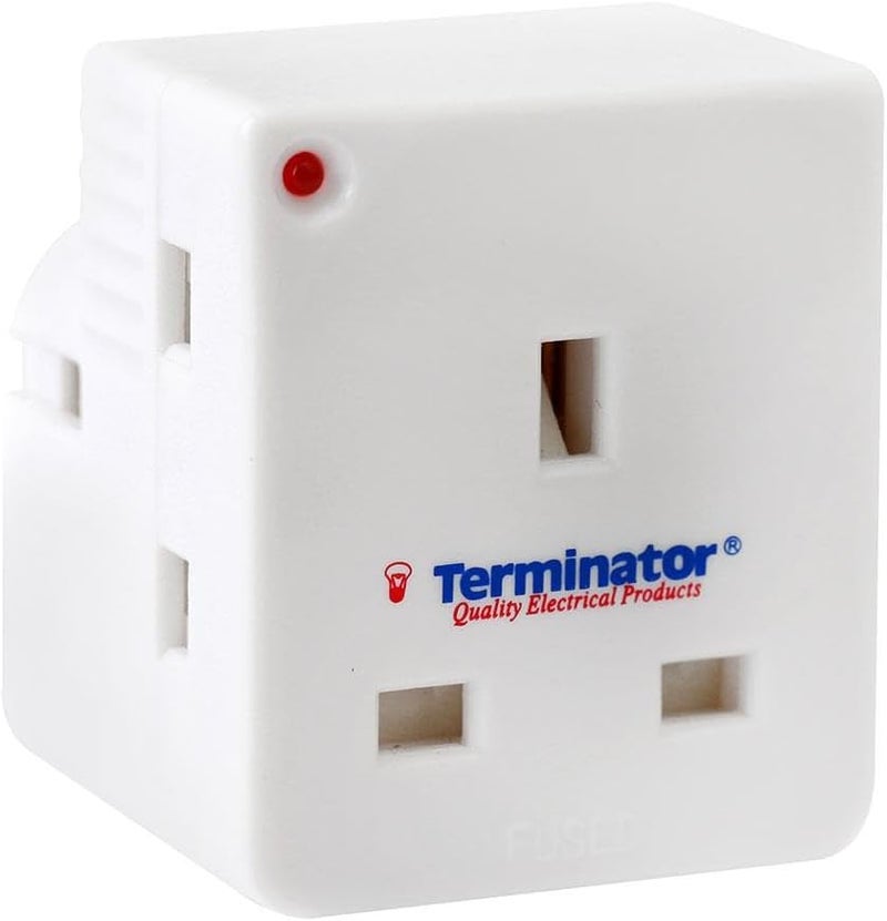 Terminator 3-Way Multi Plug Adapter with 13A Fuse and Indicator Light, UK 3-Pin Flat Plug – Model TMA-083 - Image 1