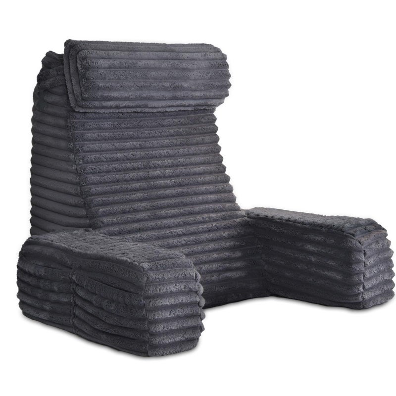 ENITYA 22" XL Back Pillow for Bed Sitting Up, Reading Pillow with Armrests & Big Pockets, Soft Back Support Chair, Ideal for Watching TV, Gaming, Nursing, Resting, Post Surgery, Dark Grey - Image 1