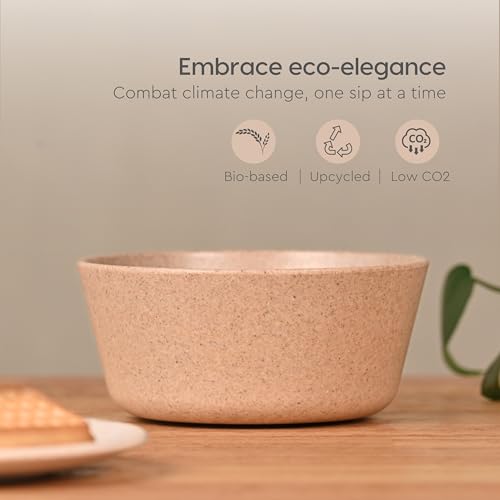 Eha Set of 6 Earth-Friendly Small Curry Bowls for Kitchen|175 ml|Made with Bamboo Fibers & Rice Husk|Microwave Safe Bowl (Reheat Only)|for Hot & Cold Serving Bowl Set|Brown - Image 3