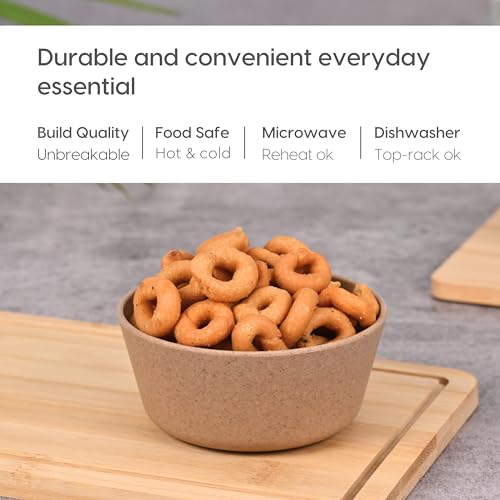 Eha Set of 6 Earth-Friendly Small Curry Bowls for Kitchen|175 ml|Made with Bamboo Fibers & Rice Husk|Microwave Safe Bowl (Reheat Only)|for Hot & Cold Serving Bowl Set|Brown - Image 4