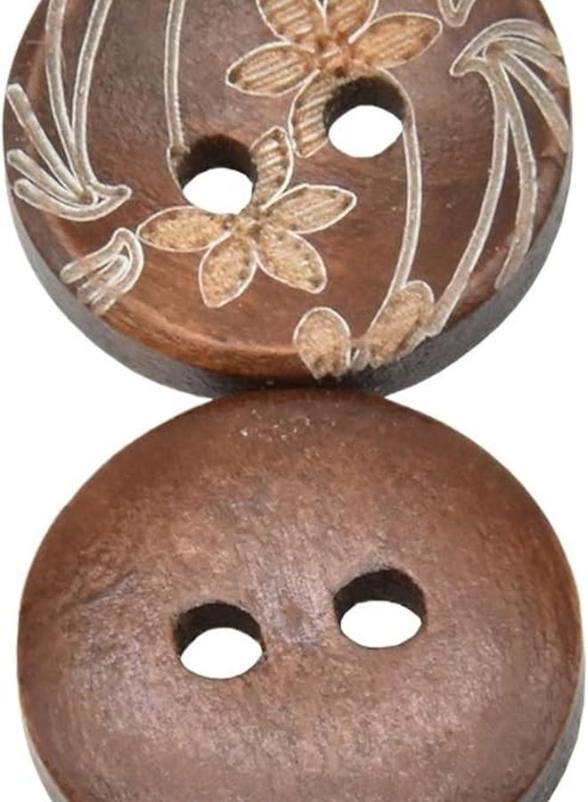 Wood Buttons For Clothes 150pcs 15mm Round 2 Hole Laser Flower Sewing Accessories Decorative Buttons BUTTON MT60 3 - Image 3