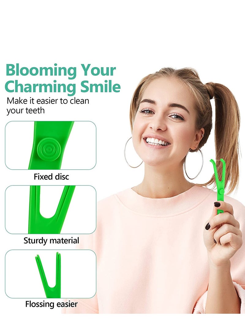 Barakah Dental Floss Holder, 10 Pcs Reusable Flosser Holder Handle Durable Adults and Kids Tools for Oral Clearing (Blue, Green) - Image 5