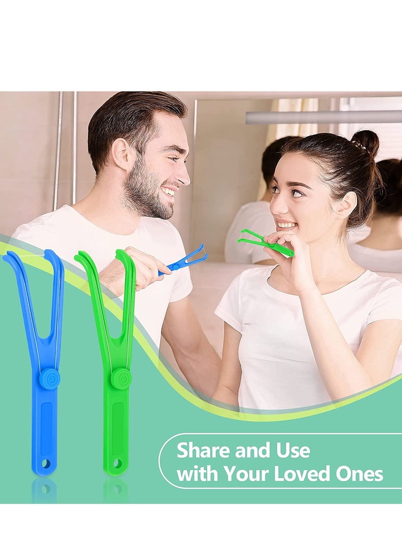 Barakah Dental Floss Holder, 10 Pcs Reusable Flosser Holder Handle Durable Adults and Kids Tools for Oral Clearing (Blue, Green) - Image 4