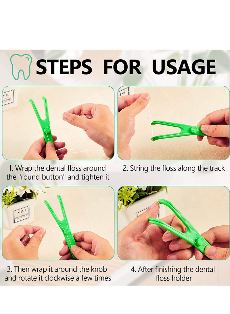 Barakah Dental Floss Holder, 10 Pcs Reusable Flosser Holder Handle Durable Adults and Kids Tools for Oral Clearing (Blue, Green) - Image 3