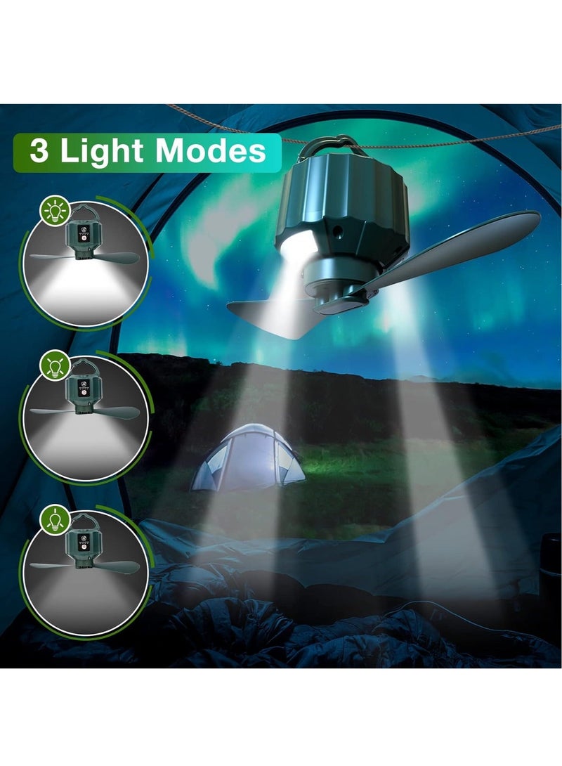 Tent Ceiling Fans, Portable Tent Fans with Light and Remote Control, Power Bank, USB Battery Operated Camping Fan with Hanging Hook for Canopy Tent, RV - Image 5