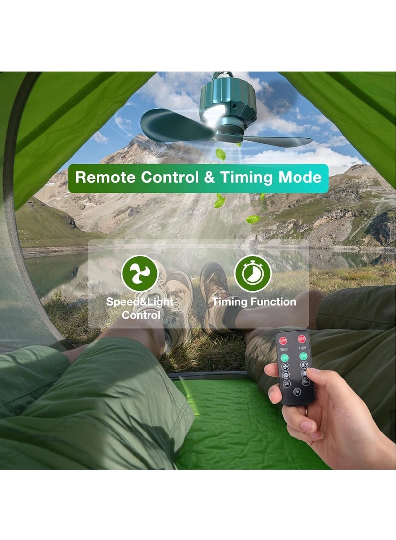 Tent Ceiling Fans, Portable Tent Fans with Light and Remote Control, Power Bank, USB Battery Operated Camping Fan with Hanging Hook for Canopy Tent, RV - Image 4