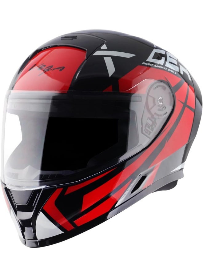 Vega Ranger Revenge ISI Certified Gloss Finish Full Face Helmet for Men with Clear Visor-Black Red-M - Image 1