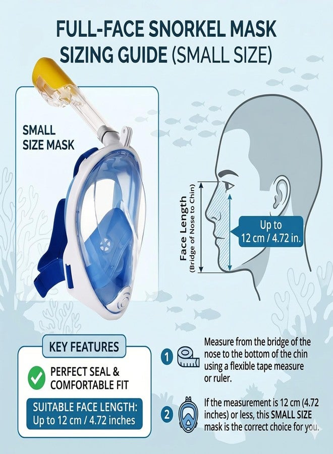 JERN Full Face Mask Snorkeling Scuba Watersport Underwater Diving Swimming Snorkel Anti Fog Full-face (Blue), Size - Small - Image 2