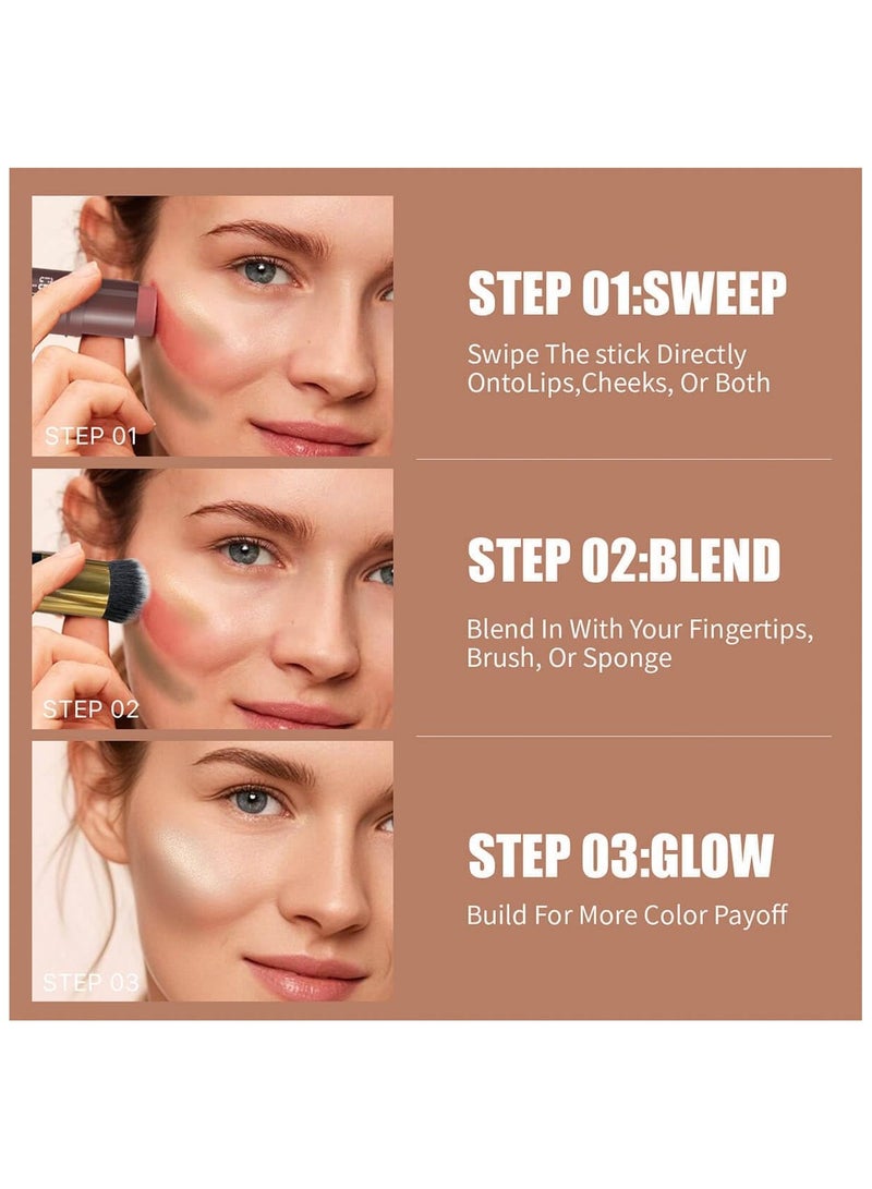 HelloKiss 3Set Contouring Stick Set: Blush Bronzer Highlighter Trio for Natural Makeup, Long-Lasting & Travel-Friendly | Ideal for Middle Eastern Climate (Set-A, Standard) - Image 5