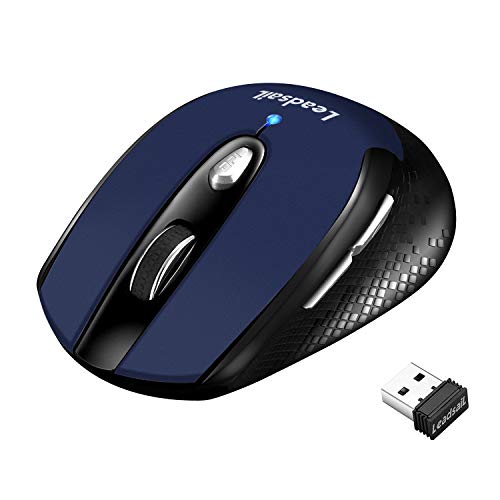 LeadsaiL Wireless Mouse, 2.4G Portable Slim Cordless Couputer Mouse Less Noise for Laptop, Optical Mouse with 6 Buttons for Laptop, Deskbtop, MacBook - Image 1