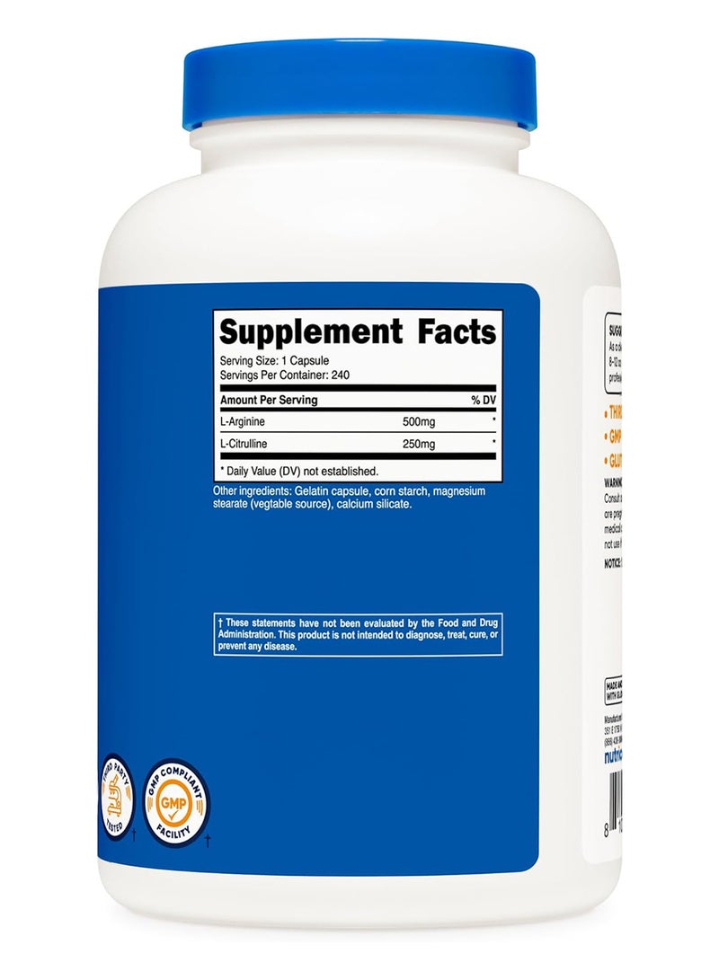 Nutricost مركب لارجينين إل سيترولين 750 ملغ 240 كبسولة - Image 5