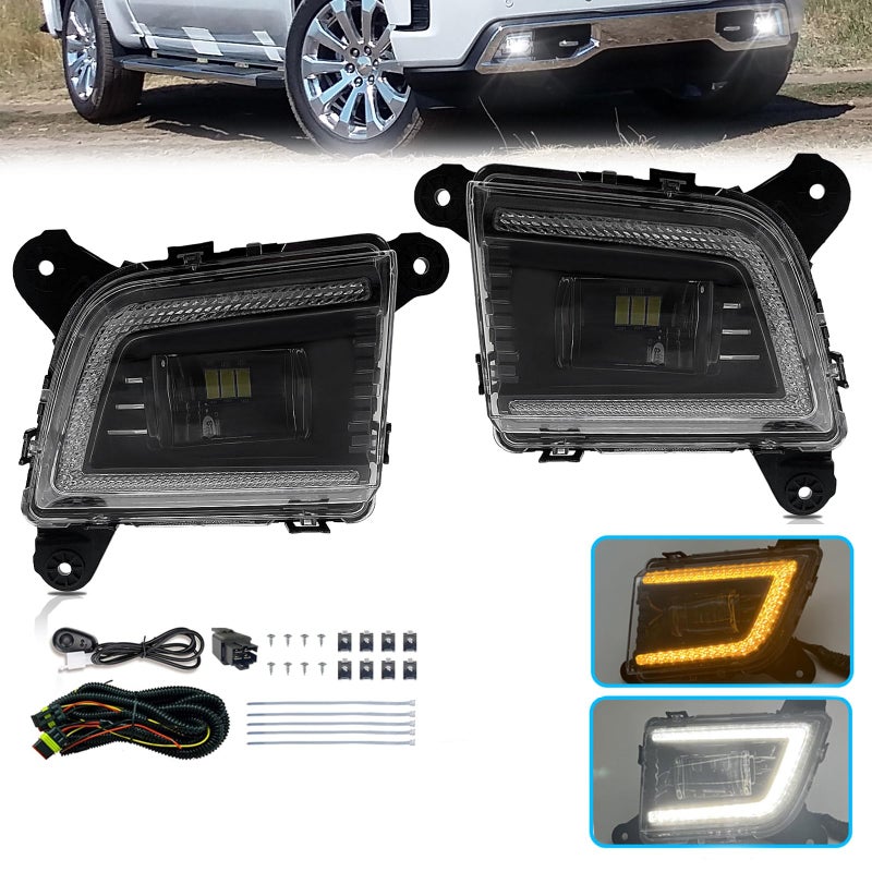 LED Fog Light Compatible With 2019 2020 2021 2022 Chevy Silverado 1500 Front Fog Lamps With DRL Turn Signal Light And Switch Wiring KitPassenger Driver Side