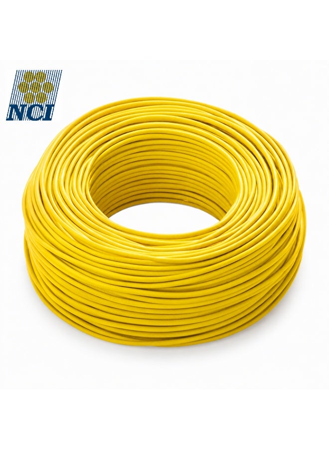 NCI سلك كهربائي NCI مقاس 2.5 مم × 1 كور، كابل نحاس مفرد معزول PVC بجهد 750 فولت (H07V-R) بطول 92 متر (100 ياردة) – أصفر – الإمارات - Image 1