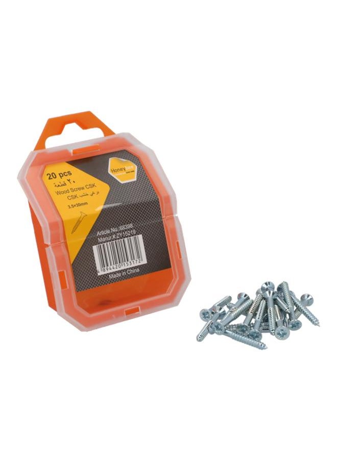 HONEY BEE 20-Piece Rust-Proof CSK Wood Screws Silver 3.5 x 30mm ZY15219  - Image 2