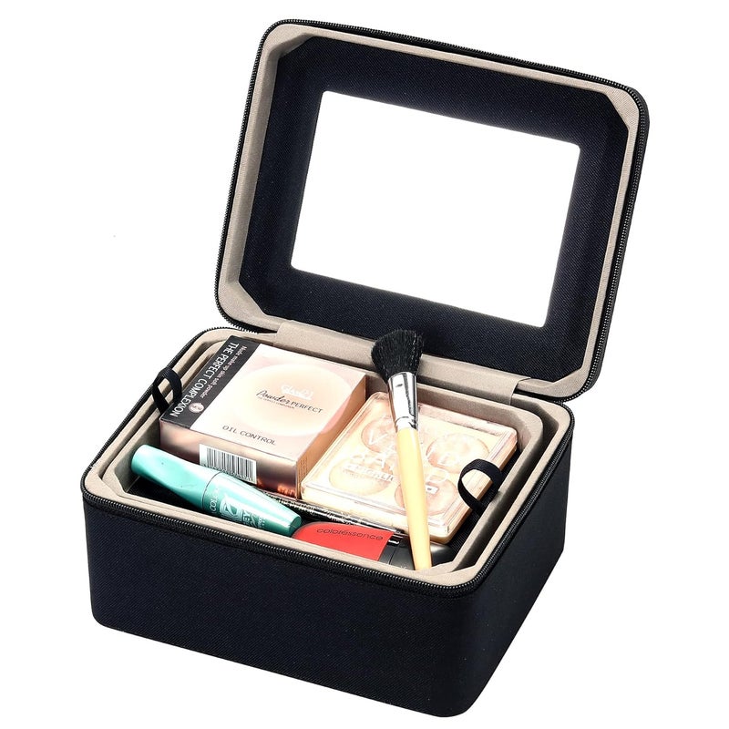 fadak Vanity Organiser for Women Makeup Box for All Cosmetic and Jewellery Item with PU Black - Image 4