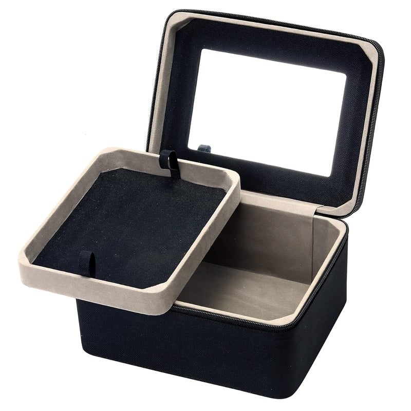 fadak Vanity Organiser for Women Makeup Box for All Cosmetic and Jewellery Item with PU Black - Image 5