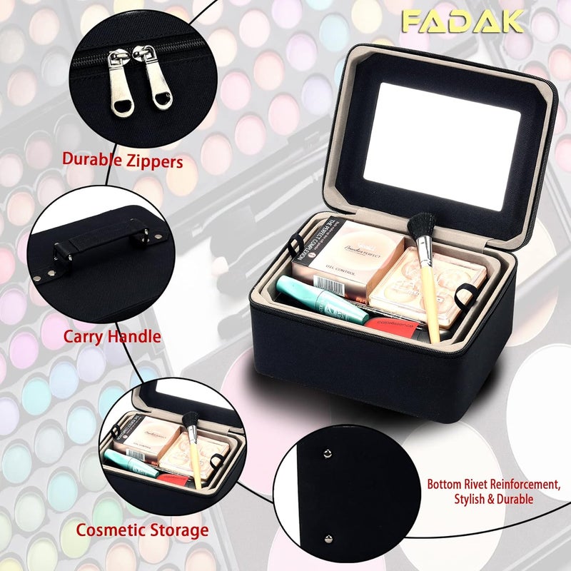 fadak Vanity Organiser for Women Makeup Box for All Cosmetic and Jewellery Item with PU Black - Image 3