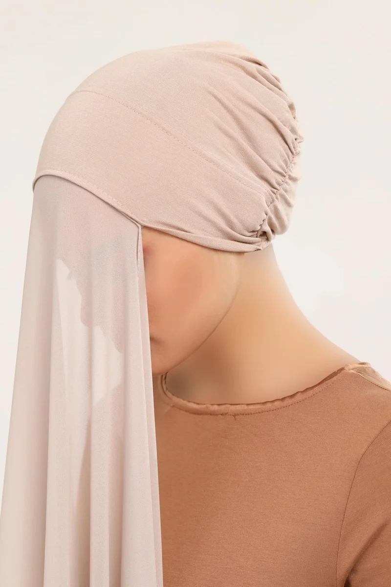 التوبة Ready Practical Luxury Snap-on Elastic Bonnet Chiffon Shawl