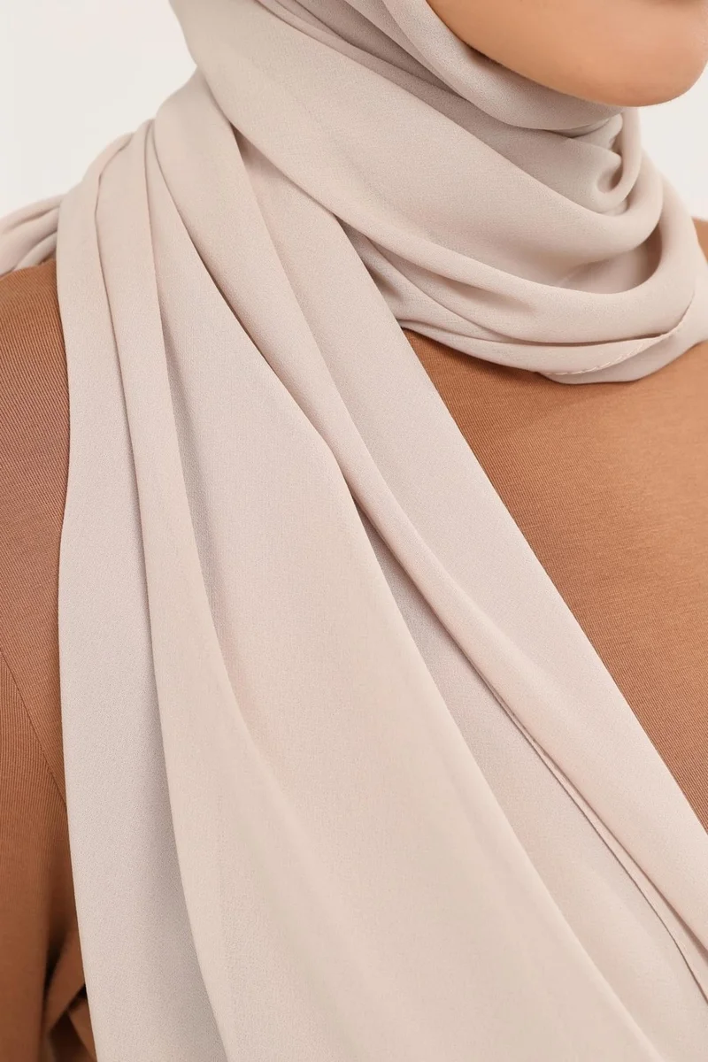 التوبة Ready Practical Luxury Snap-on Elastic Bonnet Chiffon Shawl