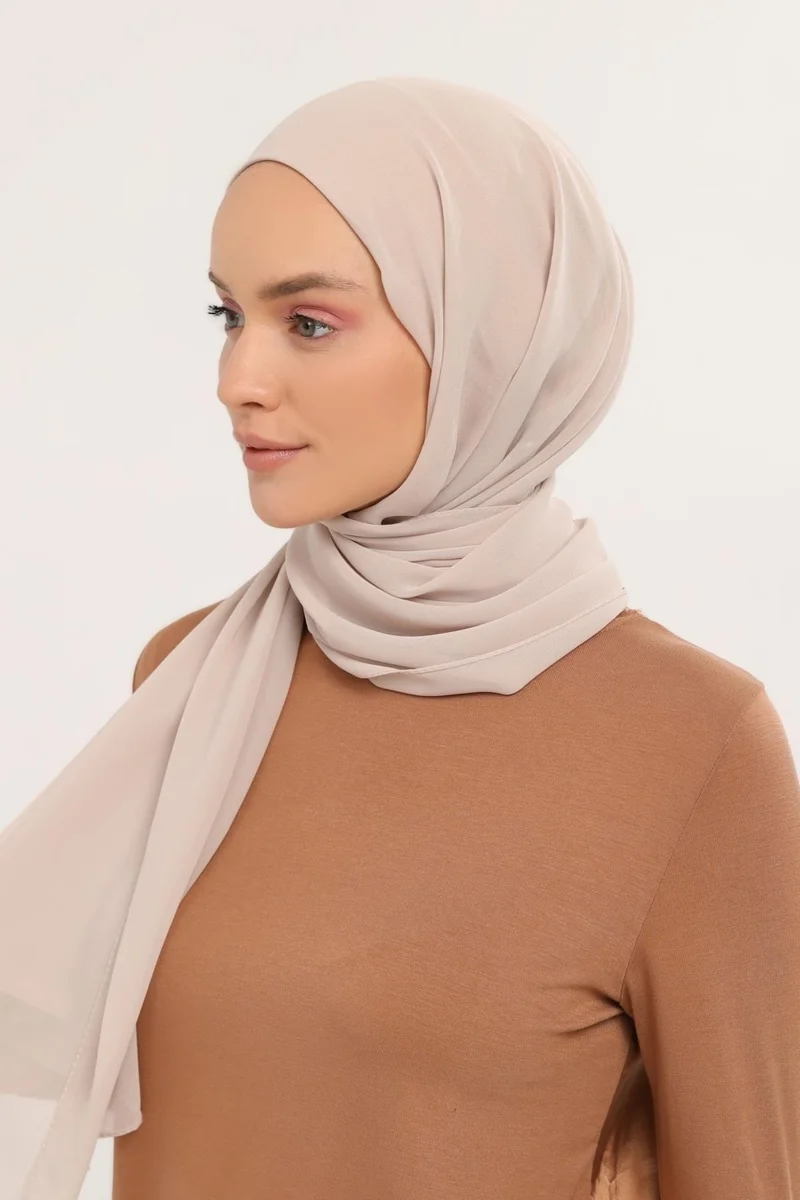 التوبة Ready Practical Luxury Snap-on Elastic Bonnet Chiffon Shawl