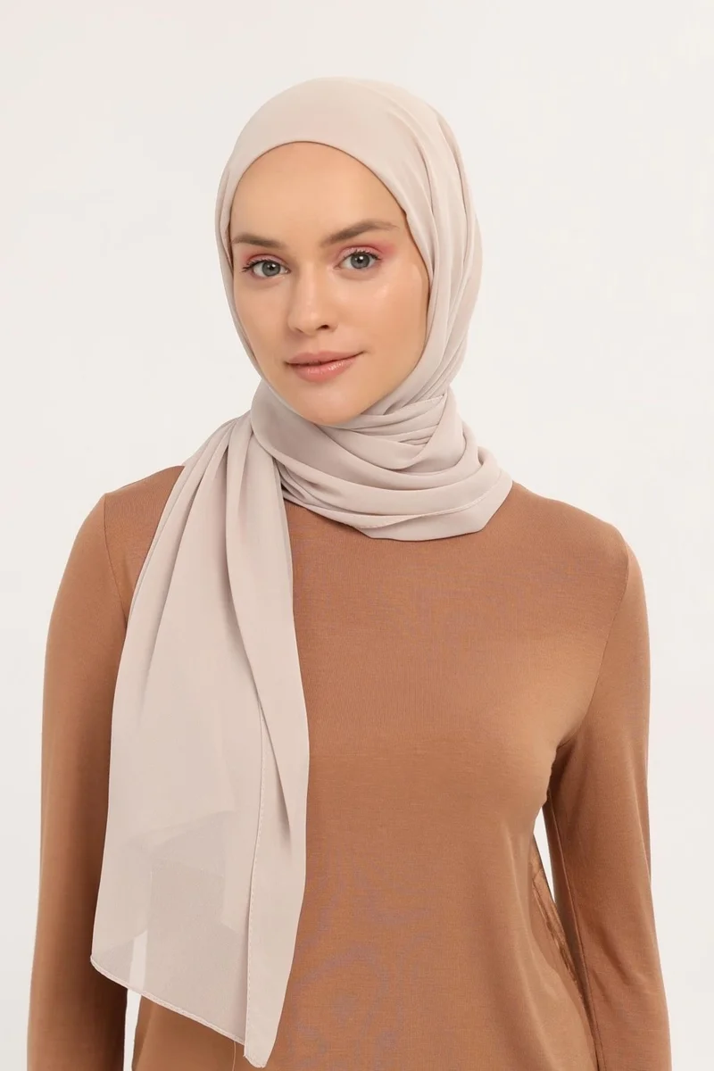 التوبة Ready Practical Luxury Snap-on Elastic Bonnet Chiffon Shawl