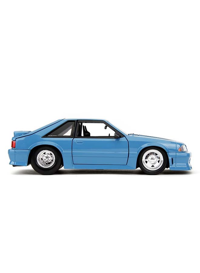 Jada Fast & Furious 1989 Ford Mustang GT 1:24 Scale Die-Cast Model Car, Fast X Official Movie Vehicle, Opening Doors, Hood & Trunk, Blue with Black Hood Stripes - Image 5