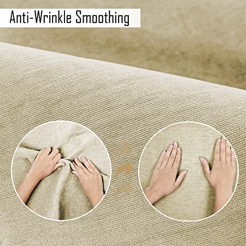 HOKIPO Premium Chenille Anti Slip Sofa Cover Mat, 2 Seater, Beige (AR-5147-BGE) - Image 2