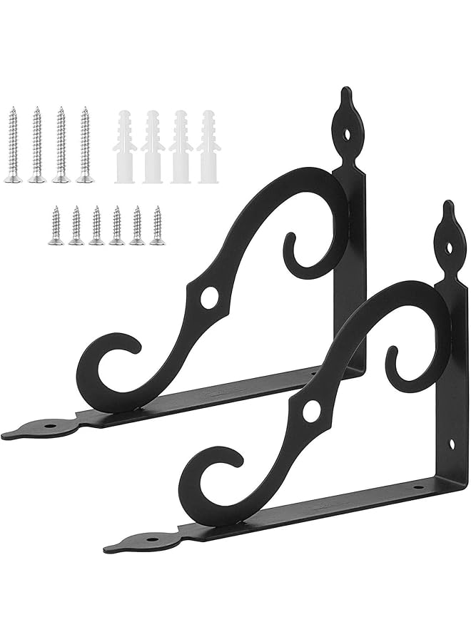 The Bros 2 Pcs Floating Shelf Brackets,The Bros Wall Mounted Metal L Bracket,Heavy Duty Rustic Shelf Supports with Screws for Home Warehouse Garage Farm  - Image 1