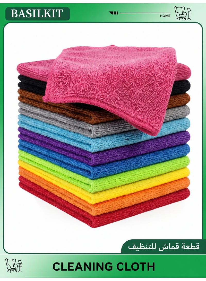 BASILKIT 11-Piece Microfiber Cleaning Cloth Set, 30x30cm, Super Absorbent, Lint-Free, Multi-Color Towels for Home, Kitchen, Car, Table Cleaning - Image 1