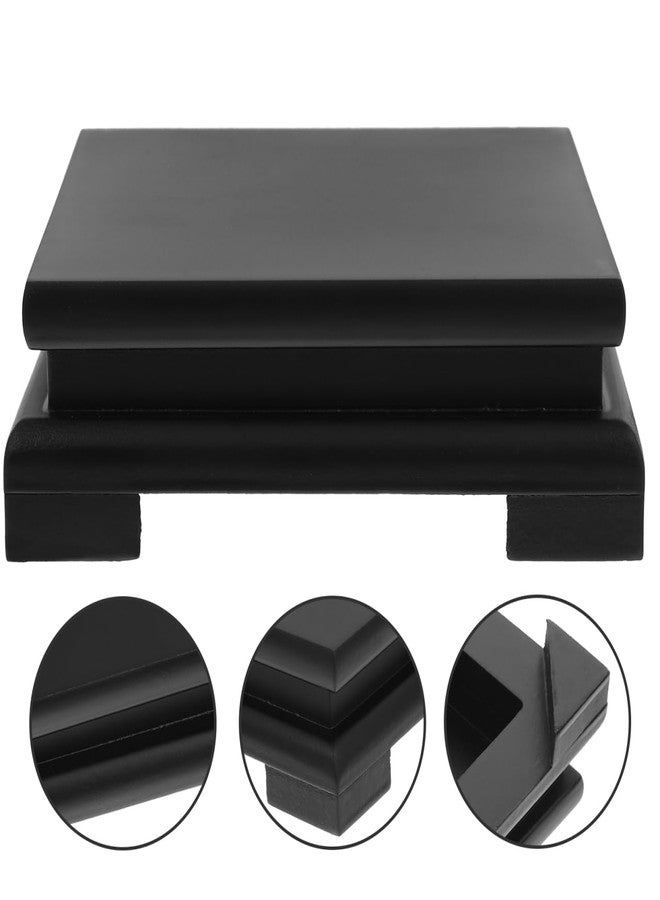 ياردوي قاعدة عرض خشبية من ياردوي - حامل مربع أسود للمزهريات، وأشجار البونساي، والمنحوتات، وأصص الزهور، والنباتات الداخلية، وديكور المنزل، 5.90 × 5.90 × 1.96 بوصة - Image 5