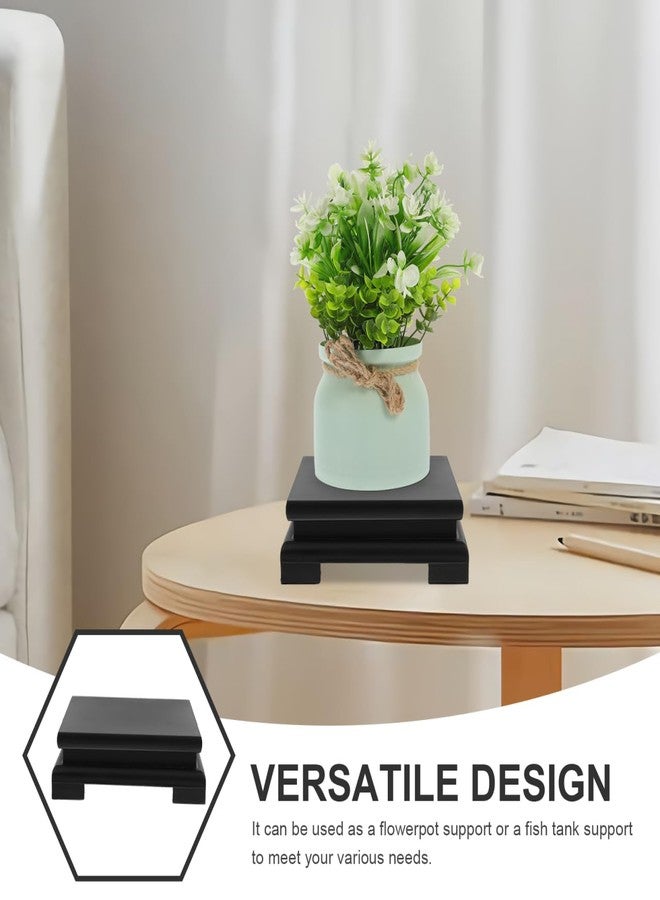 ياردوي قاعدة عرض خشبية من ياردوي - حامل مربع أسود للمزهريات، وأشجار البونساي، والمنحوتات، وأصص الزهور، والنباتات الداخلية، وديكور المنزل، 5.90 × 5.90 × 1.96 بوصة - Image 2