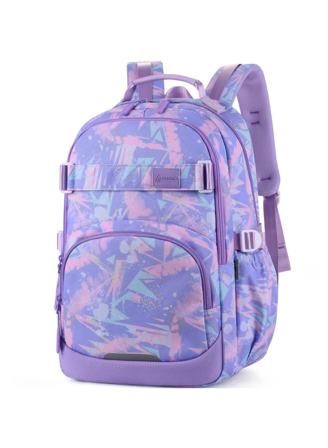 Edison Middle School Girls Backpack Spine Protection Load Reduction Junior High Water-resistant Camouflage Reflective Large Capacity Bag L12-2 - Image 1