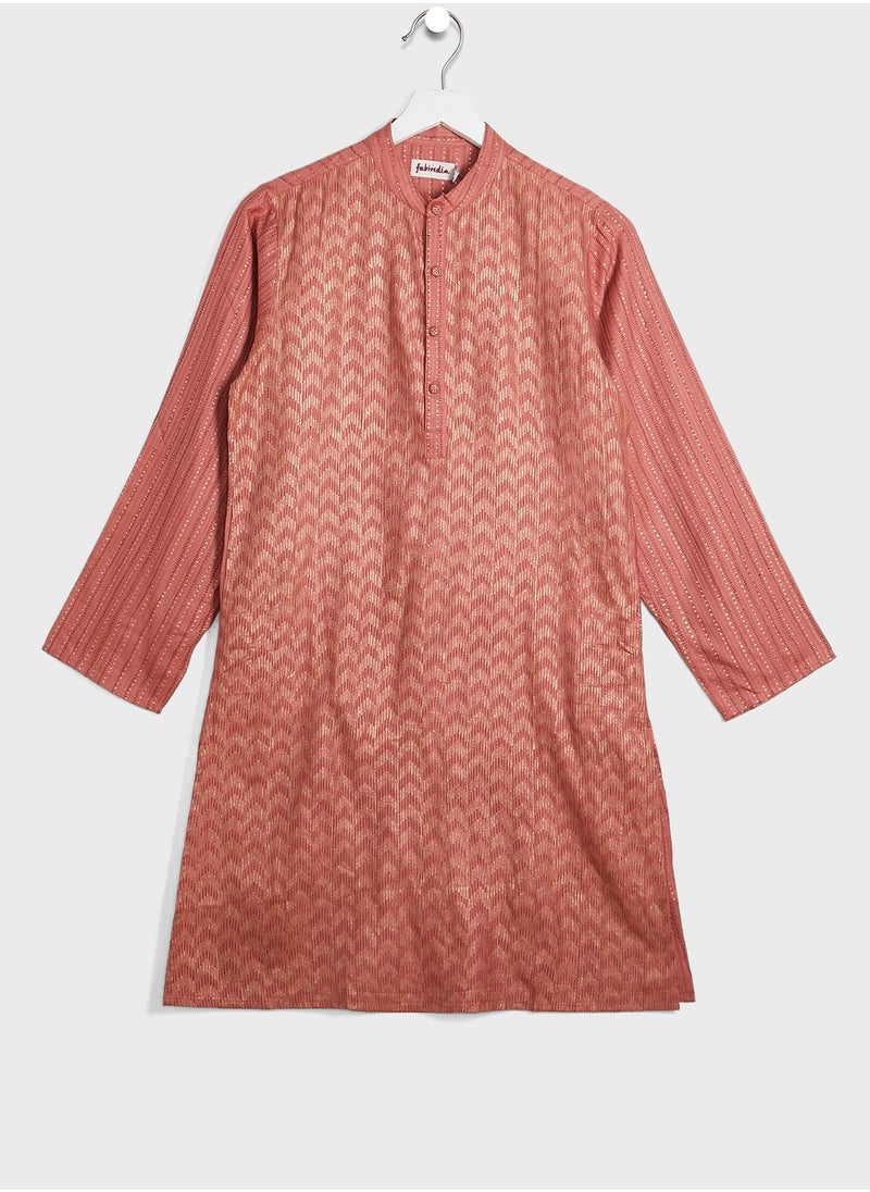 Fabindia - Kids Printed Long Kurta - Image 1