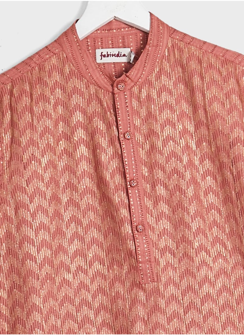 Fabindia - Kids Printed Long Kurta - Image 1