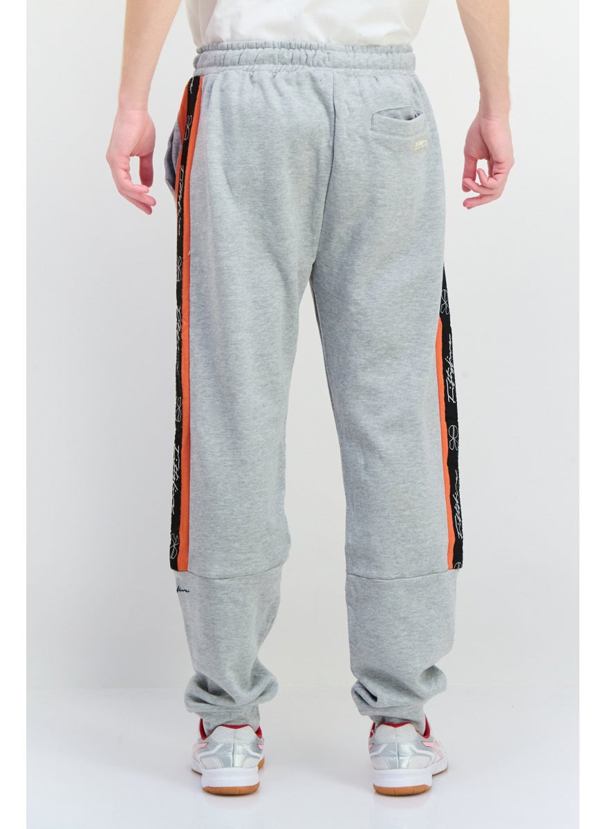 CROSSHATCH Men Regular Fit Brand Logo Jogger Pants, Grey  - Image 3