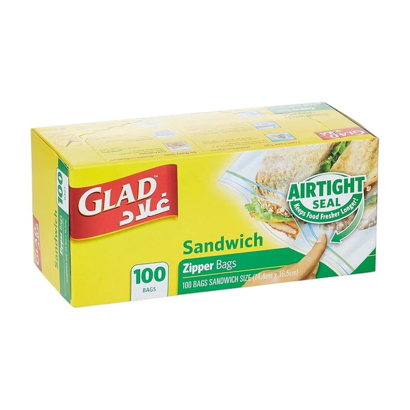 Glad Sandwich Zipper Food Storage Bags With Airtight Seal- 100 bags