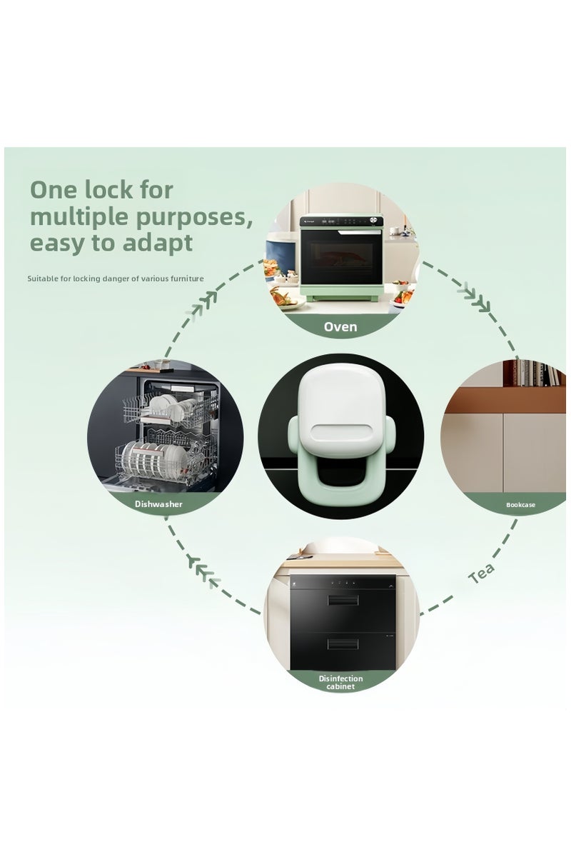 كرونايتي أقفال سلامة الأطفال (4 قطع) - نظام قفل متعدد الوظائف وقابل للتعديل لحماية الأطفال، مزود بفتحة مزدوجة مقاومة للقرص، مع وسادات لاصقة من 3M، سهل التركيب دون الحاجة إلى الحفر. مناسب للأفران، الخزانات، الأدراج، الثلاجات، والغسالات. - Image 5