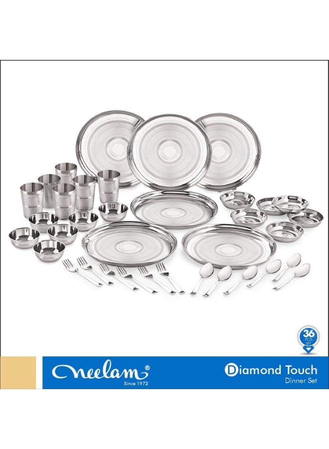 Neelam Stainless Steel Dinner Set (Set of 36 Pcs Diamond) - Image 3