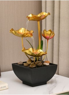 Indoor Water Fountain 4 Tier Lotus Leaf Tabletop Fountain, Relaxation Mini Waterfall for Room Decoration