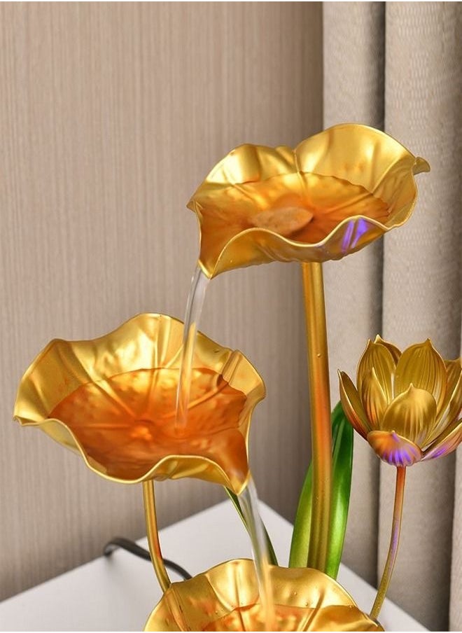 fashionhome - Indoor Water Fountain 4 Tier Lotus Leaf Tabletop Fountain, Relaxation Mini Waterfall for Room Decoration - Image 1