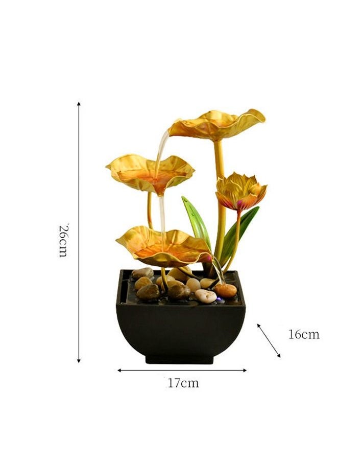 fashionhome - Indoor Water Fountain 4 Tier Lotus Leaf Tabletop Fountain, Relaxation Mini Waterfall for Room Decoration - Image 1