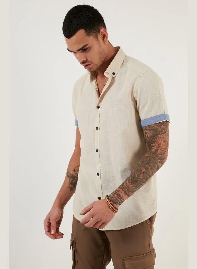 Buratti Buratti Cotton Slim Fit Button-down Collar Short Sleeve Shirt Men's SHIRT CF21S112546