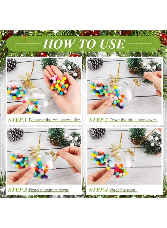 Leitee 60 Clear Fillable Christmas Ornament Ball 3.15 Inch Clear Plastic Ornament for DIY Craft Fillable Ornament Ball with 48 Yard Gold Silver Ribbon Christmas Tree Decor for Xmas Home Wedding - Image 4