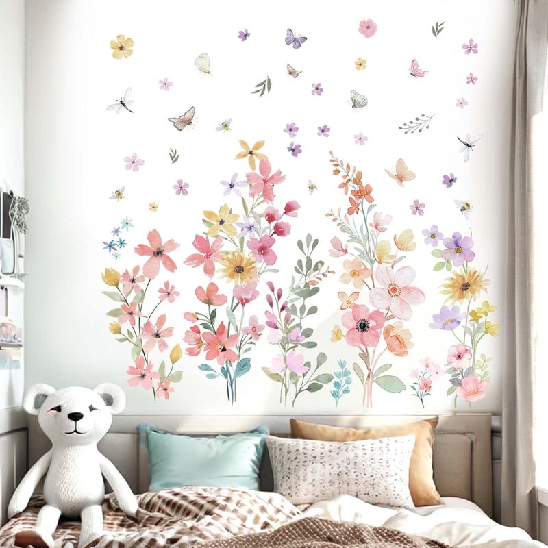 ARS Wildflower Flower Wall Decals for Girls: Peel and Stick Removable Wall Stickers for Girl Room Nursery Baby Room - Ages 1-12 Years Vinyl Decor - Image 2