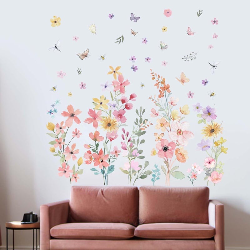 ARS Wildflower Flower Wall Decals for Girls: Peel and Stick Removable Wall Stickers for Girl Room Nursery Baby Room - Ages 1-12 Years Vinyl Decor - Image 3