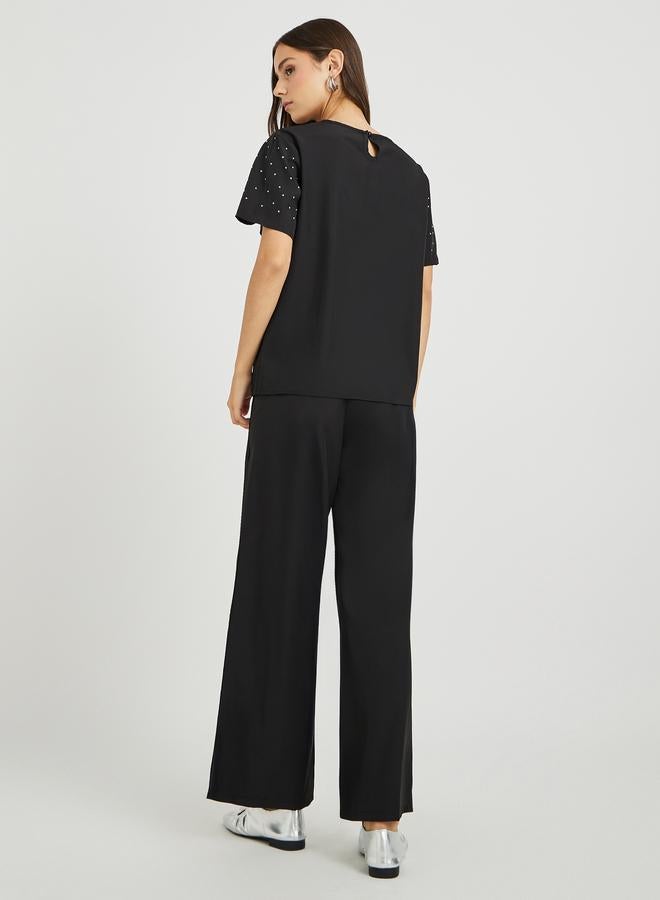 Take Two Solid Short Sleeve T-Shirt and Pants Co-Ords - Image 5